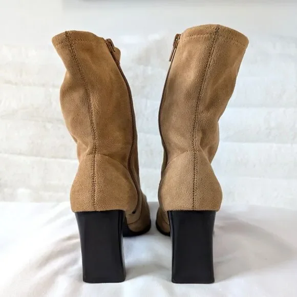 Predictions Square Toe Block Heel Suede-Like Ankle Boots - Picture 6 of 8